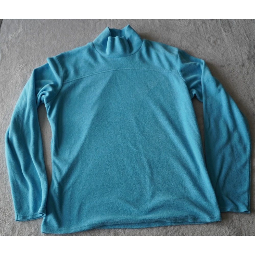 Columbia Sweatshirt Womens‎ Medium teal Turtleneck High Neck Fleece Lightweight